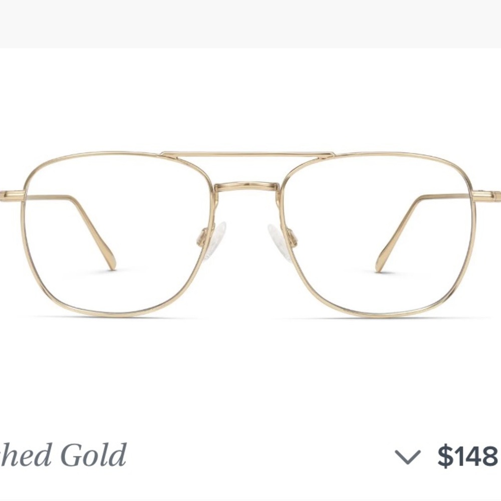 Warby Parker Gold Aviator Eyeglasses with Double Bridge